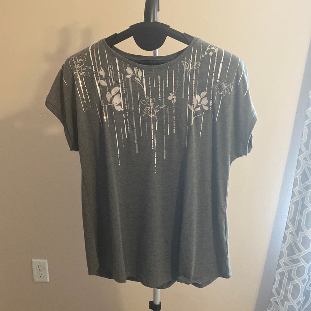 Grey Sequin T-Shirt